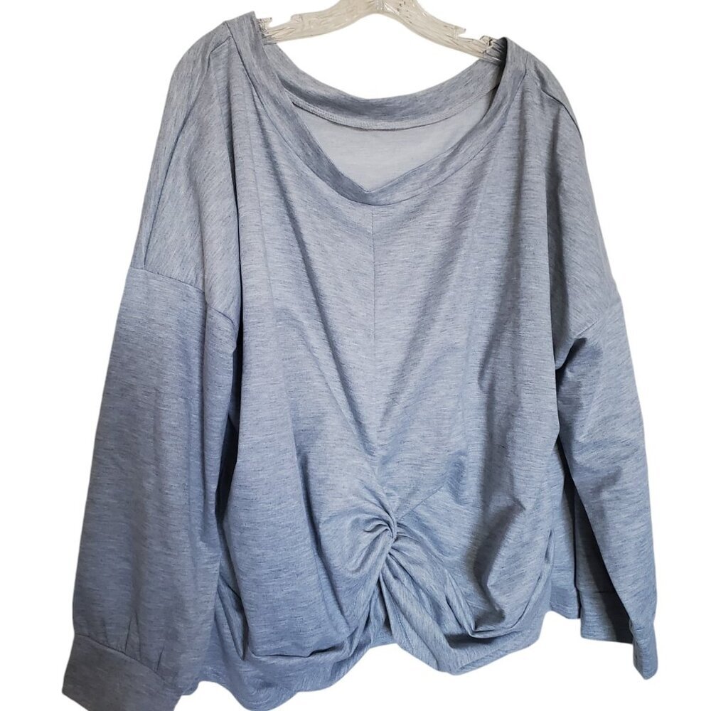 SHEIN Curve 3XL Twist Front Heather Gray Sweatshirt NWOT